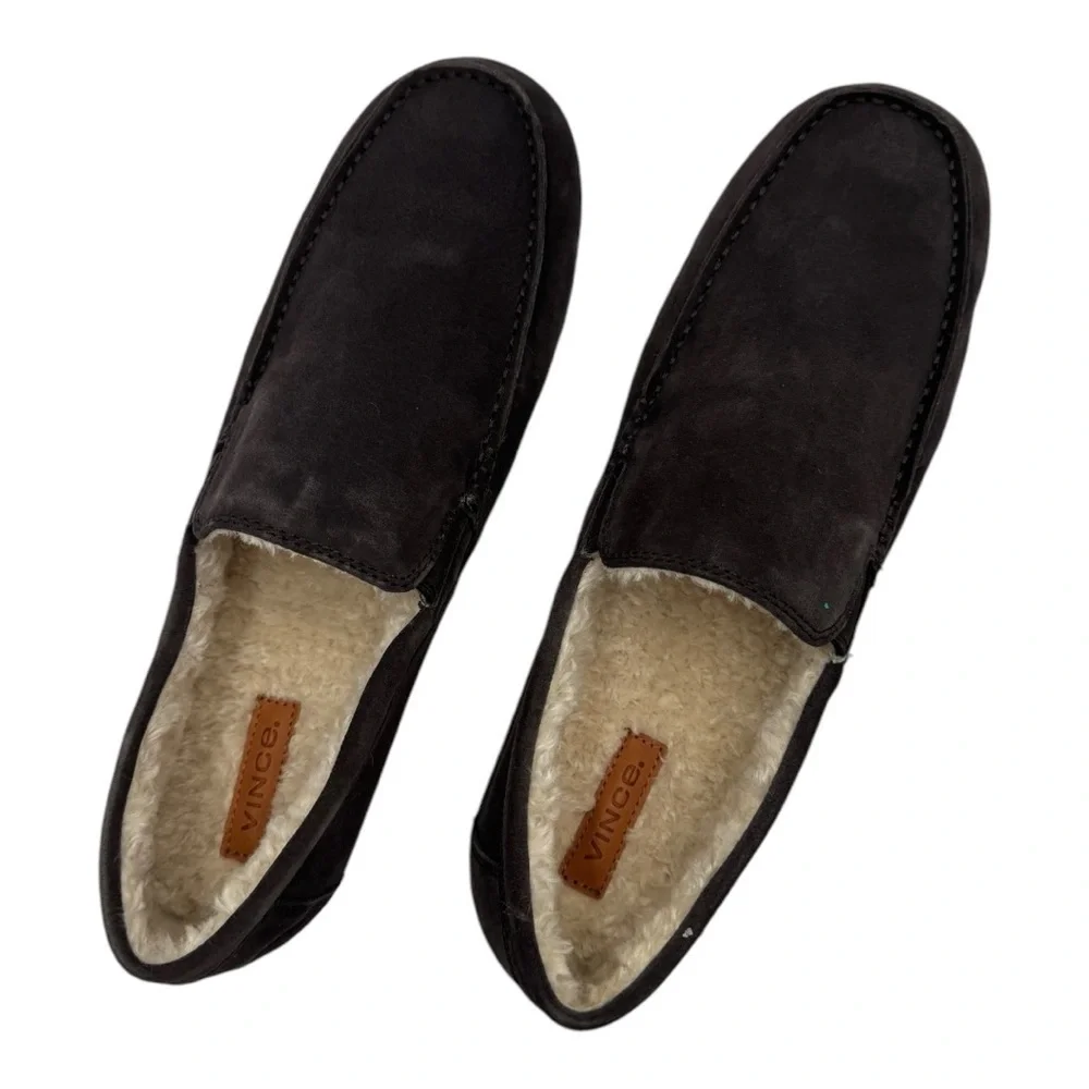 VINCE Gomez Faux Fur Lined Suede Loafers in Palomar Size 13 Men NIB